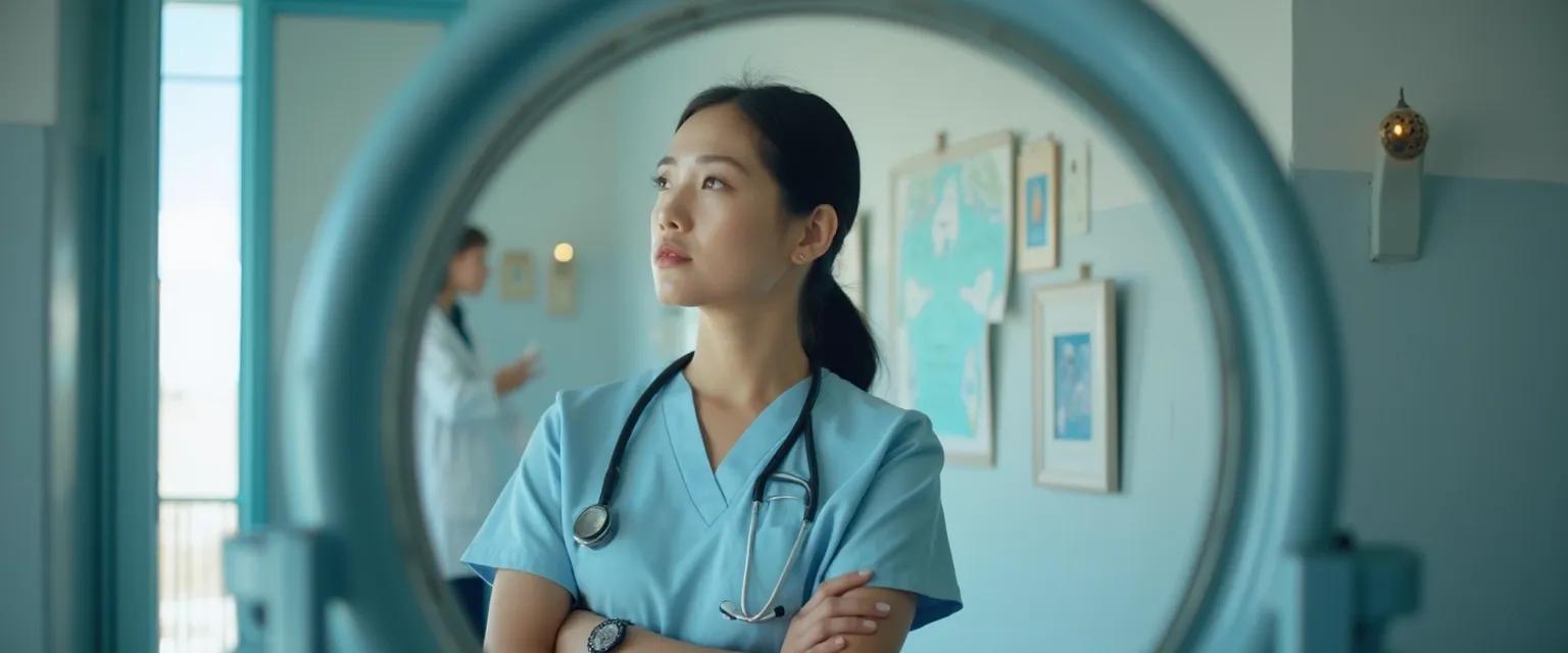 Nurse leader practicing self-awareness through reflection during a busy hospital shift