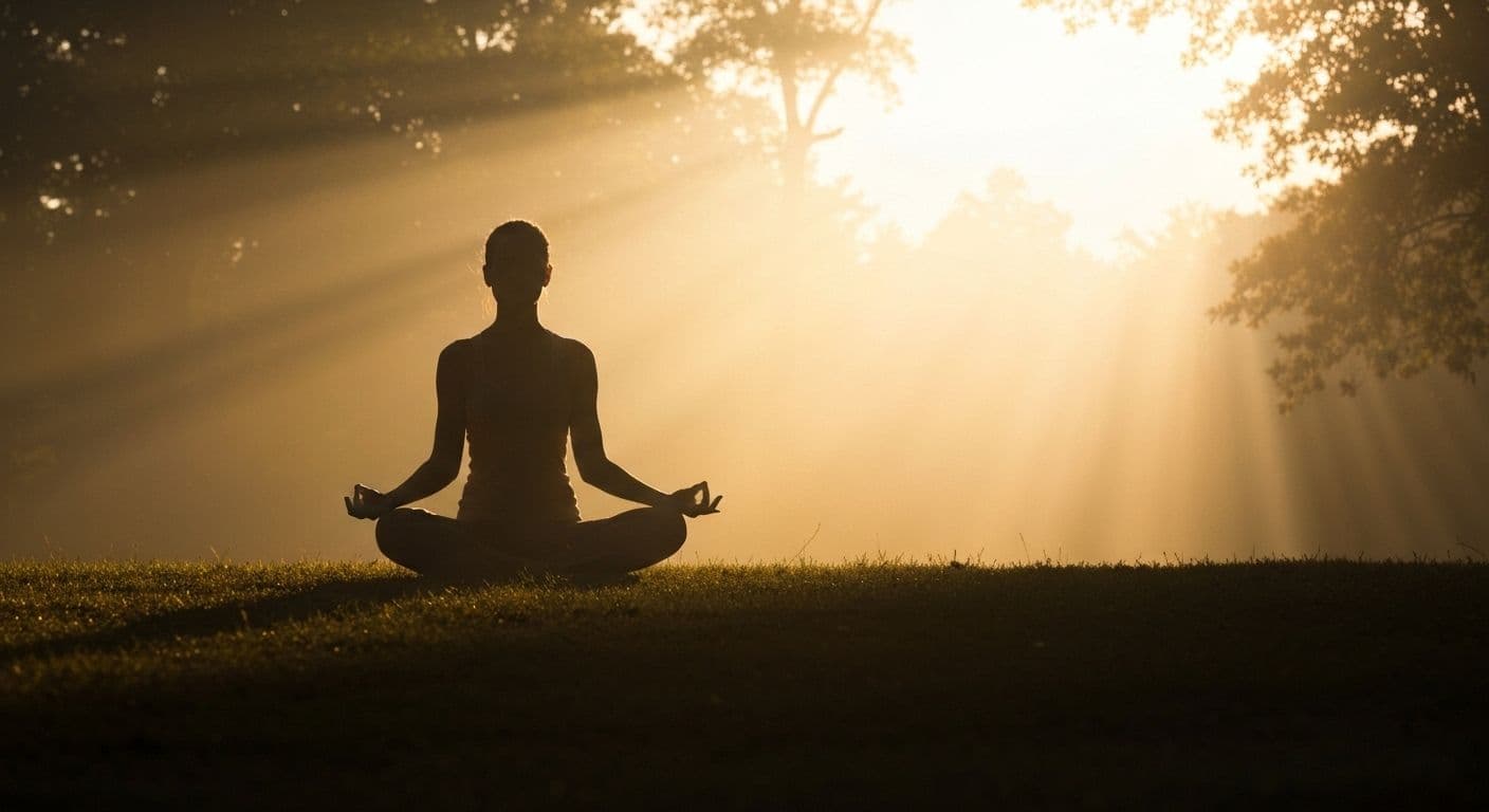 Person experiencing higher self conscious awareness while making peaceful daily decisions with clarity and confidence