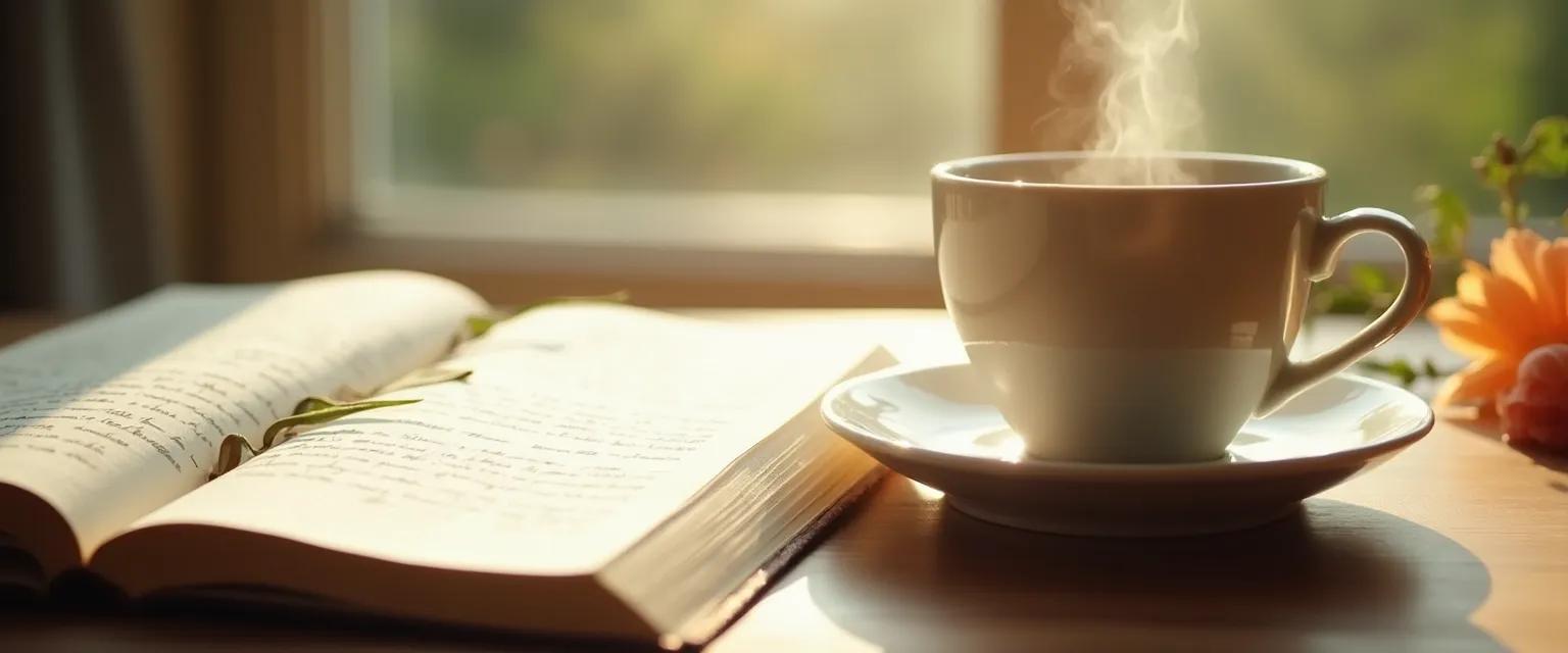 Person writing grief prompts during breakfast, creating a healing morning routine