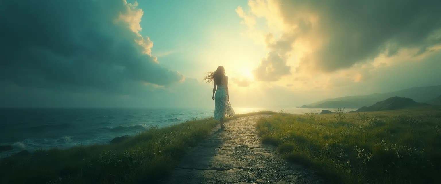 Woman navigating the 7 stages of heartbreak with emotional healing milestones