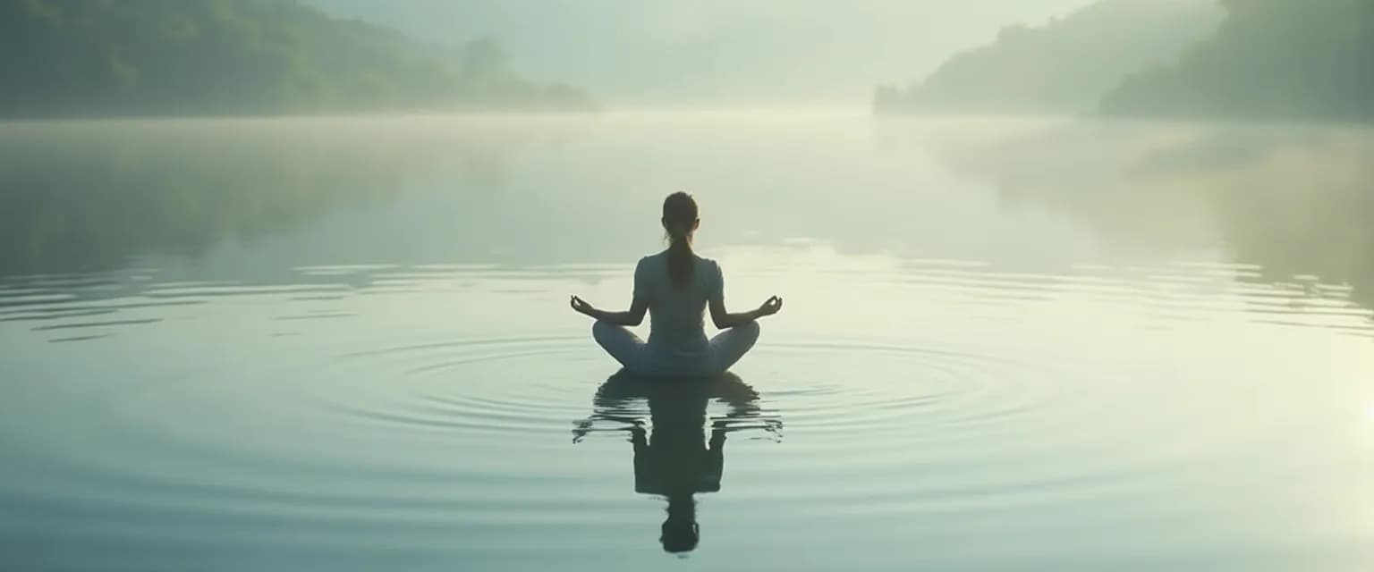 Person practicing mindfulness with reflection using mirror technique for emotional awareness