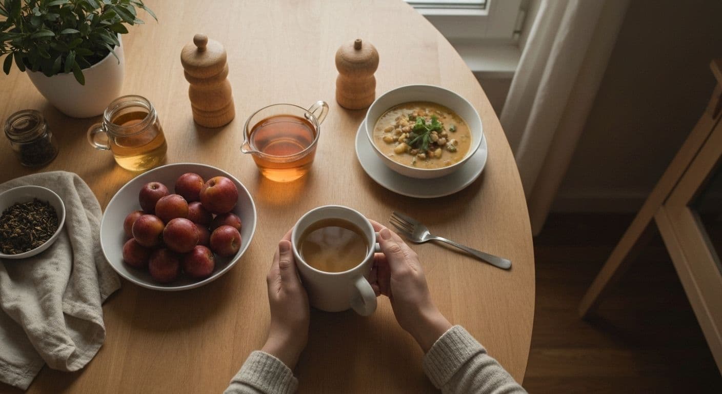 Woman choosing healthy eating options during heartbreak recovery with nutritious comfort foods