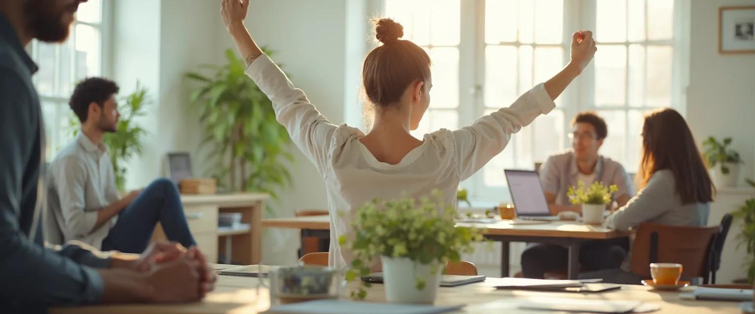 Team engaged in budget-friendly employee well-being activities that boost workplace productivity