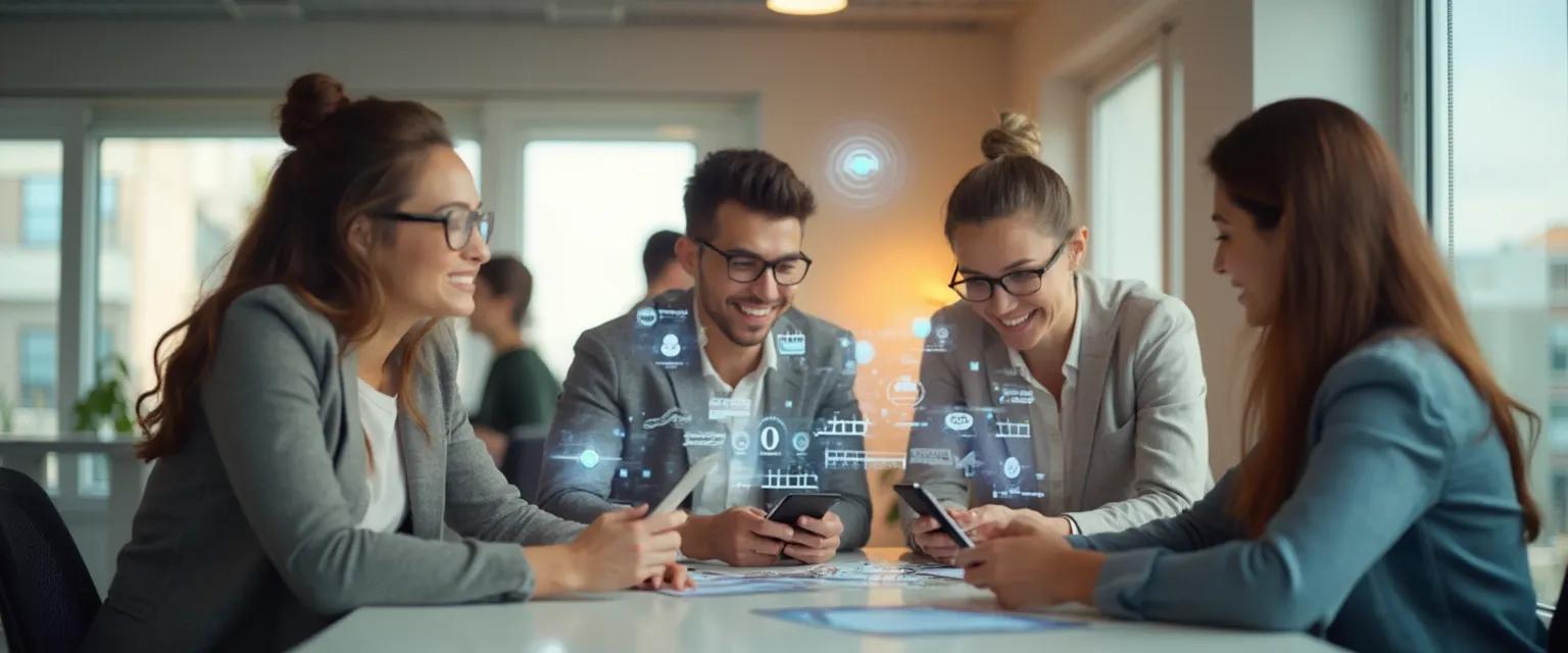 Employee using app HR features for well-being support on smartphone