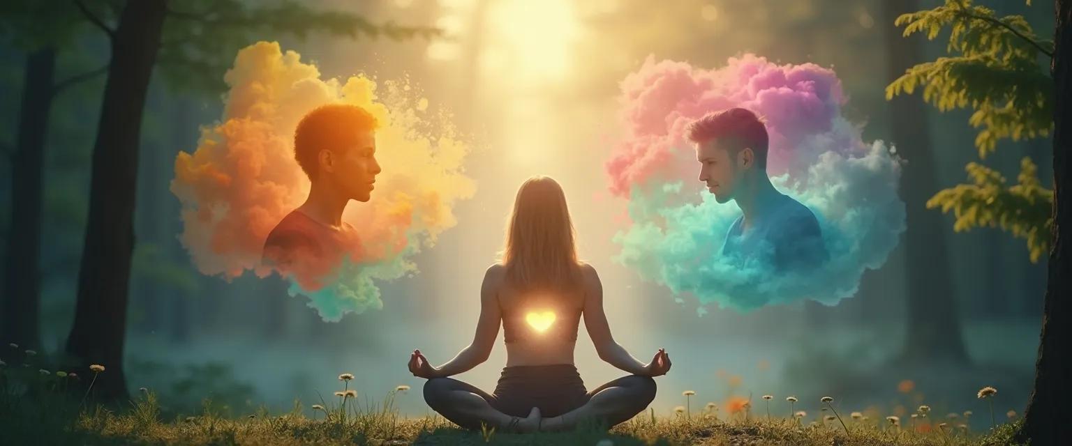 Person practicing increasing self awareness emotional intelligence techniques with calm expression