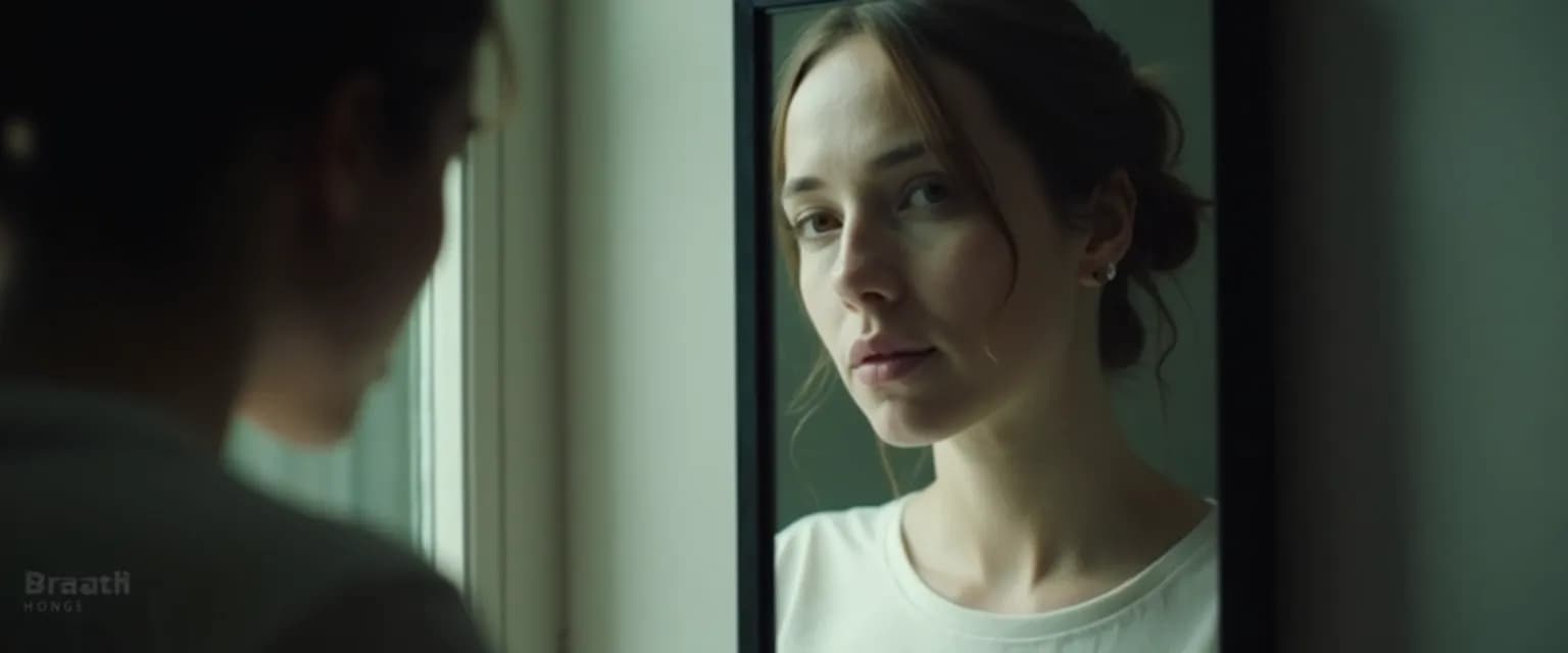 Person looking at reflection showing the connection between self identity and self awareness