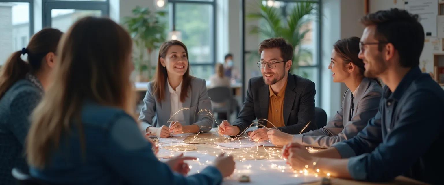 Team members demonstrating the concept of emotional intelligence through collaborative problem-solving