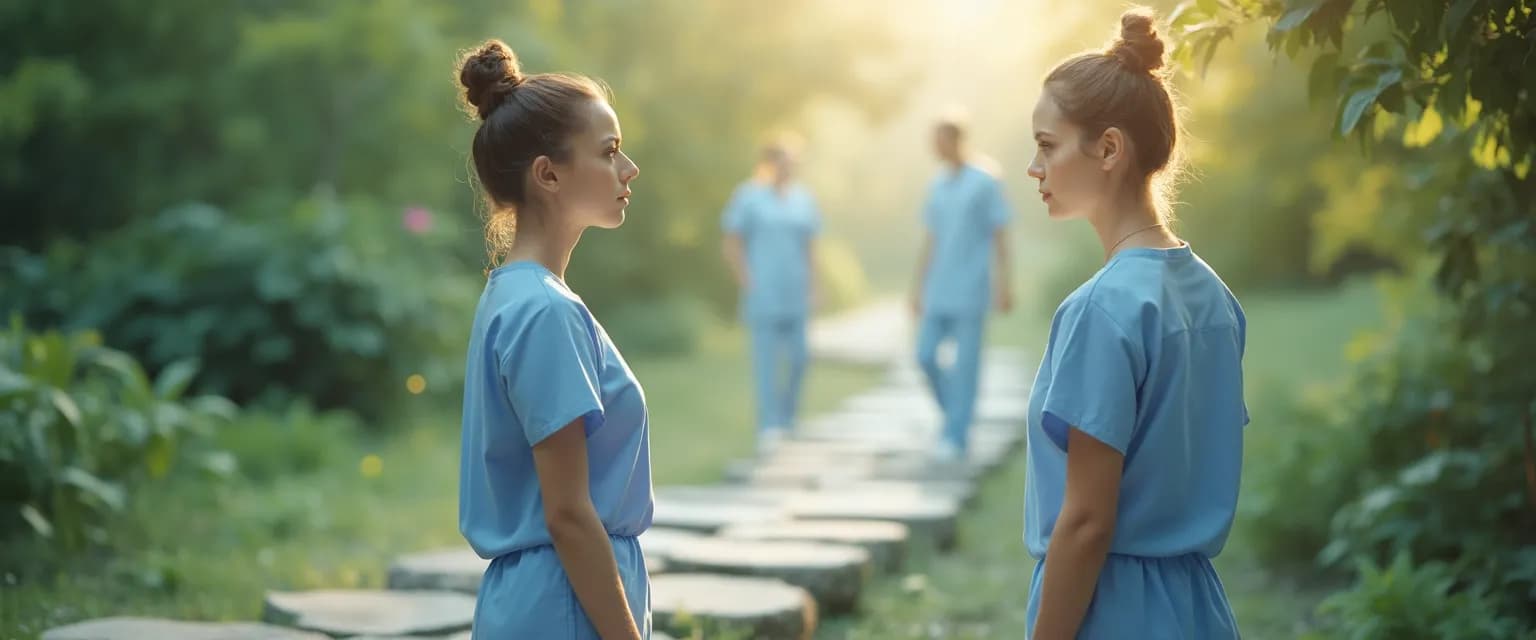 Nurse practicing self-awareness exercises during a hospital shift - examples of self awareness in nursing
