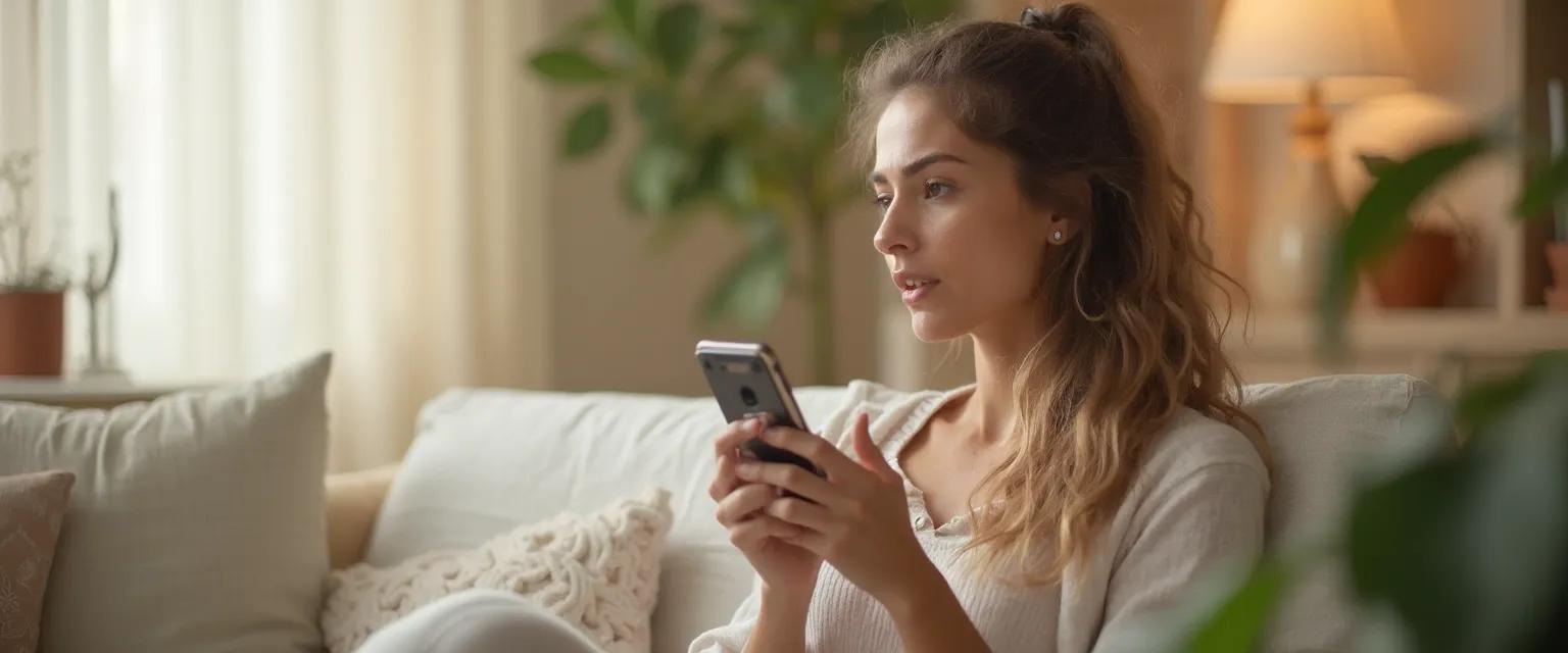 Person using phone to calm their mind through voice journaling