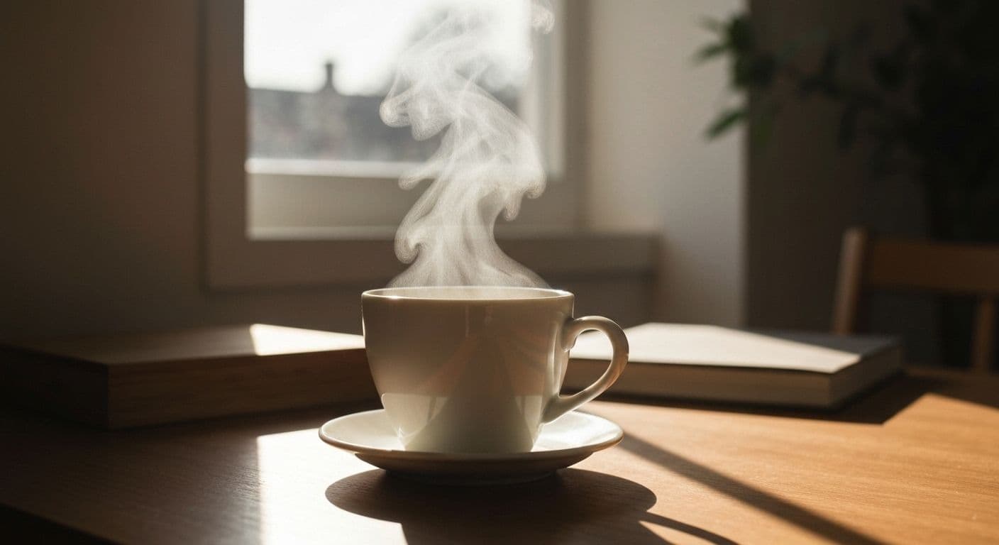 Person practicing mindful coffee meditation to master mindfulness during morning routine