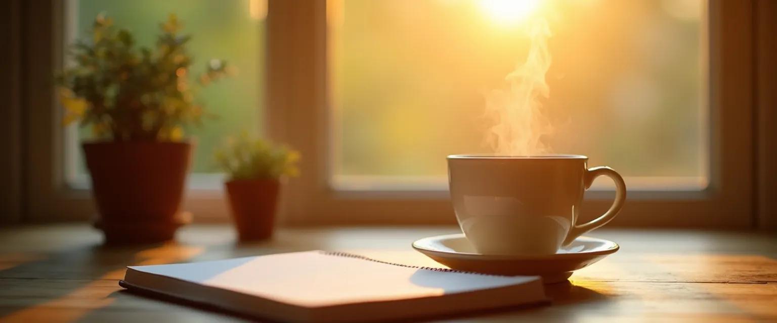 Woman enjoying morning coffee during Monday ritual for a happy new week