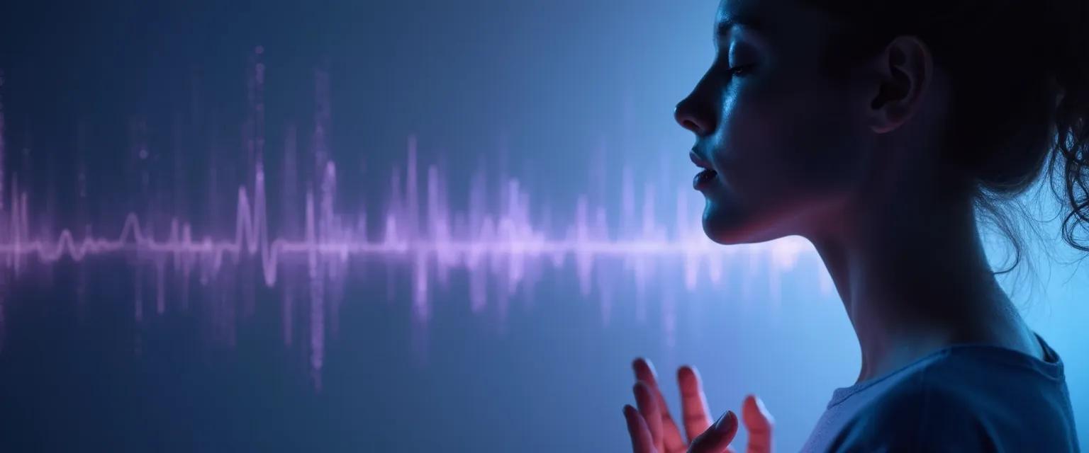 Person practicing listening mindfulness exercise with focus on internal body sounds
