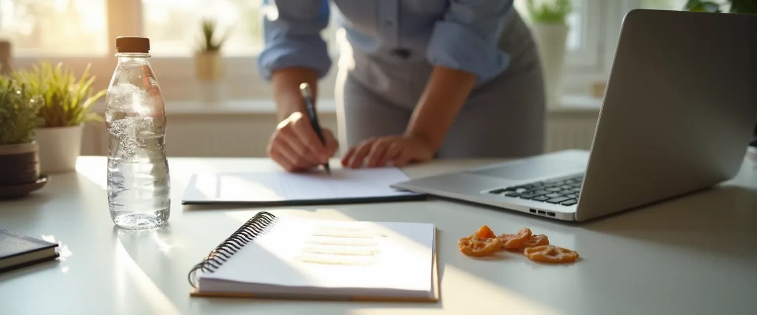 Professional practicing quick workplace resilience habits at desk without meditation