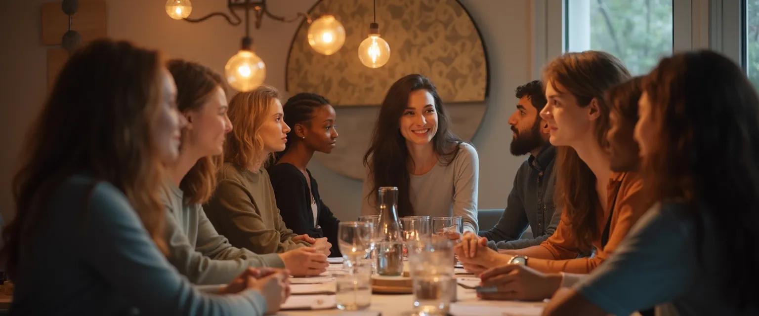 Professional team practicing EQ and self-awareness exercises for better workplace communication