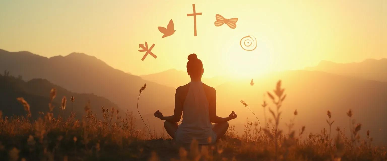 Person practicing spirituality and self awareness through meditation in nature