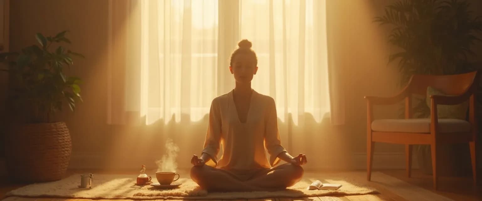 Person practicing 5-minute spiritual self awareness exercise during busy day