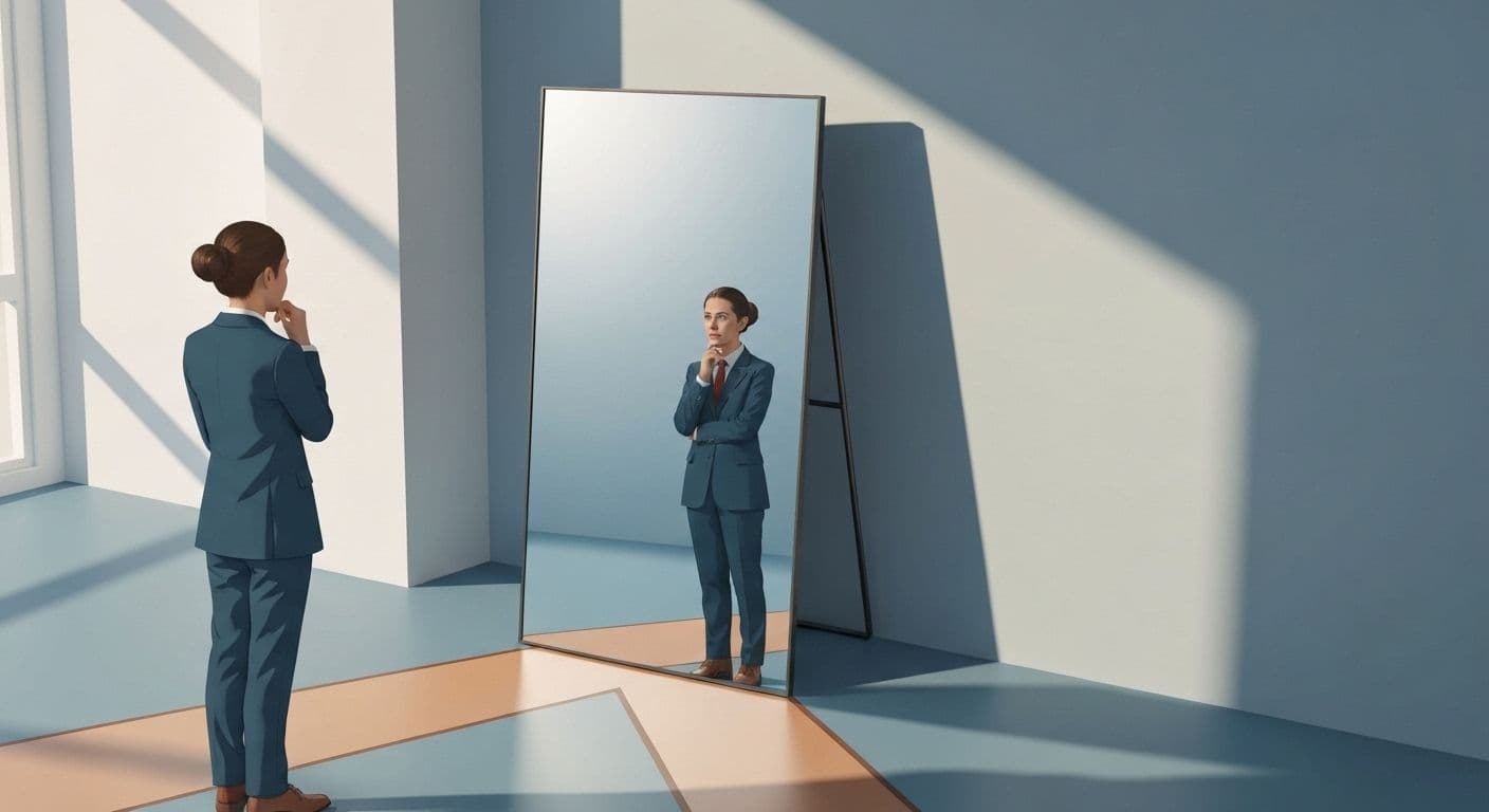 Person reflecting on different self awareness definitions while making decisions