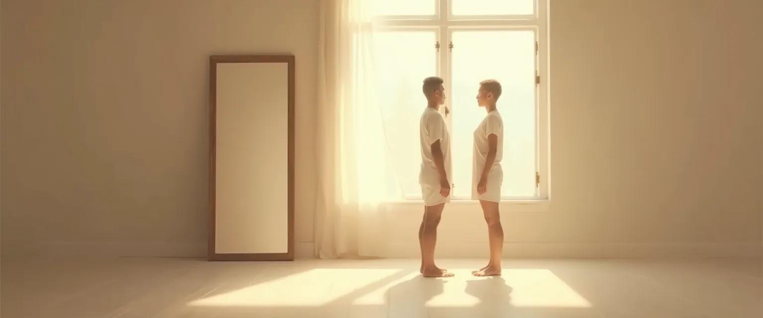 Person practicing the Mirror Minute to increase self-awareness with one simple fix