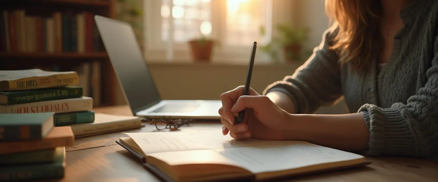 Person practicing emotional aptitude exercises for self-development