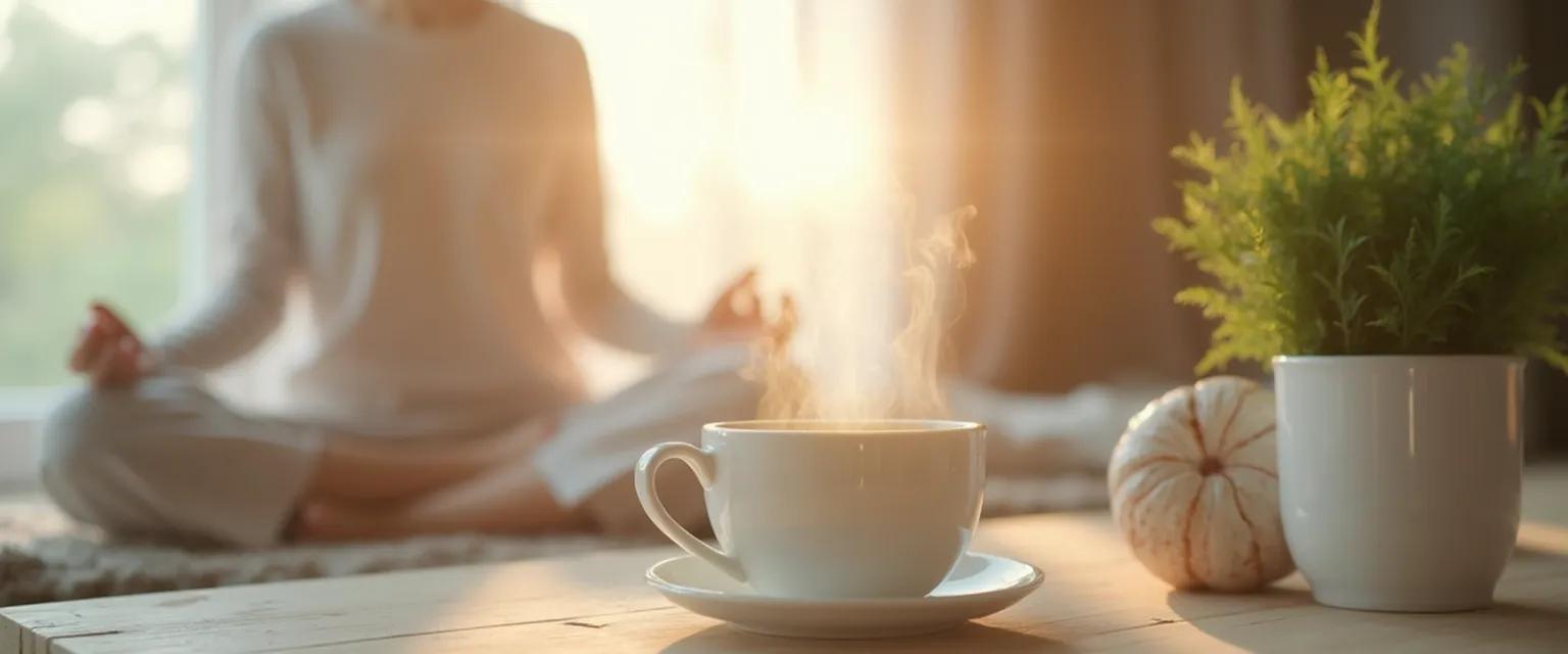 Person enjoying a quick mind relaxing ritual during a busy day