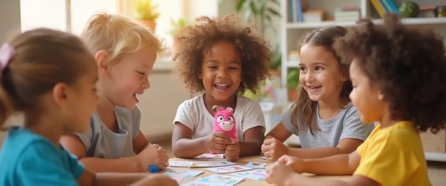 Children developing skills emotional intelligence through interactive play activities