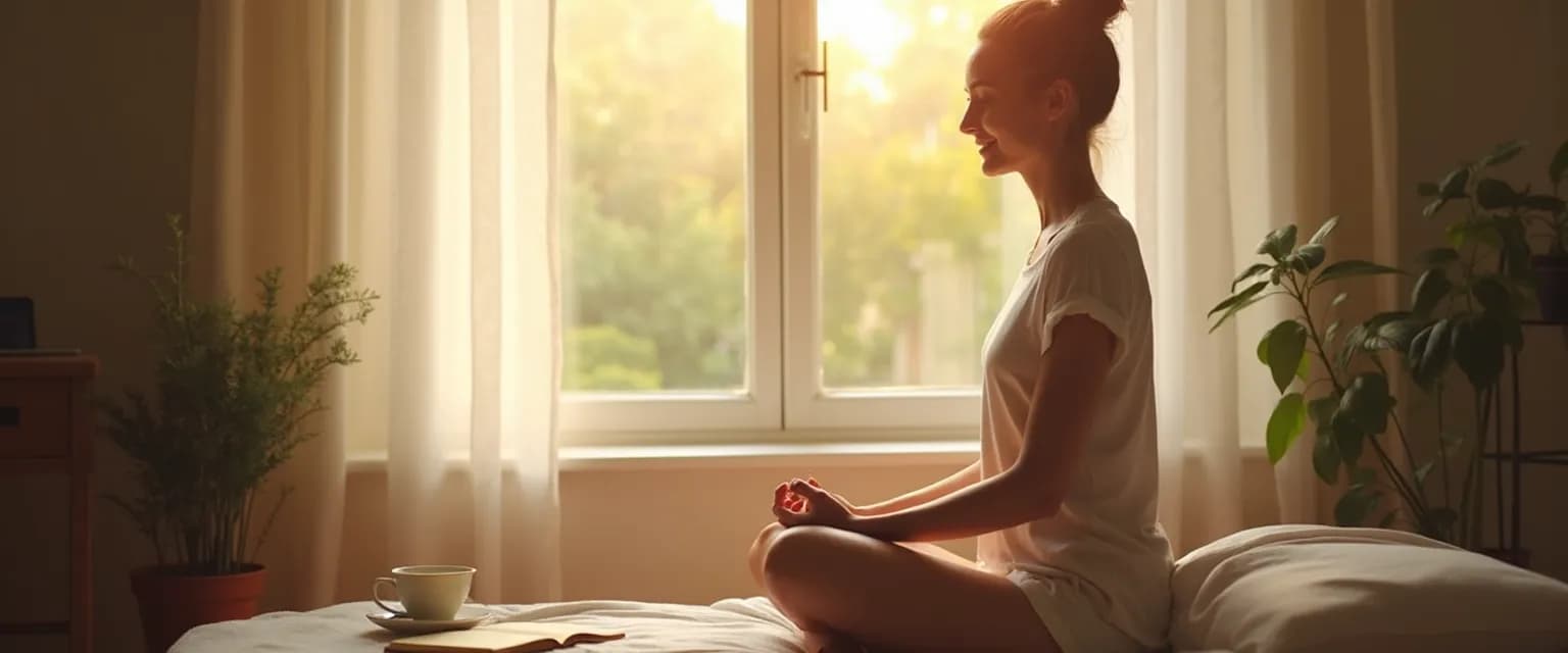 Woman practicing a 5-minute ritual on the mindful path to self-compassion