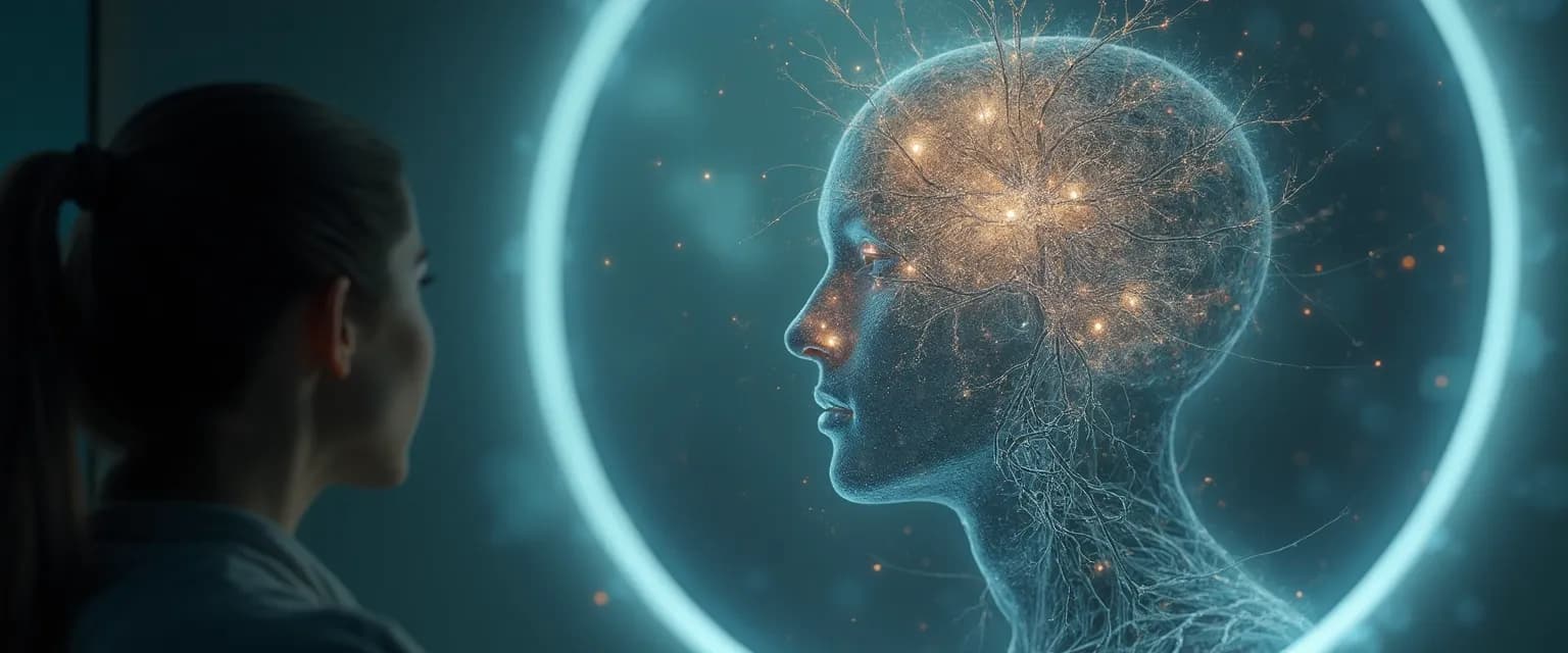 Person practicing metacognition self awareness while making a decision