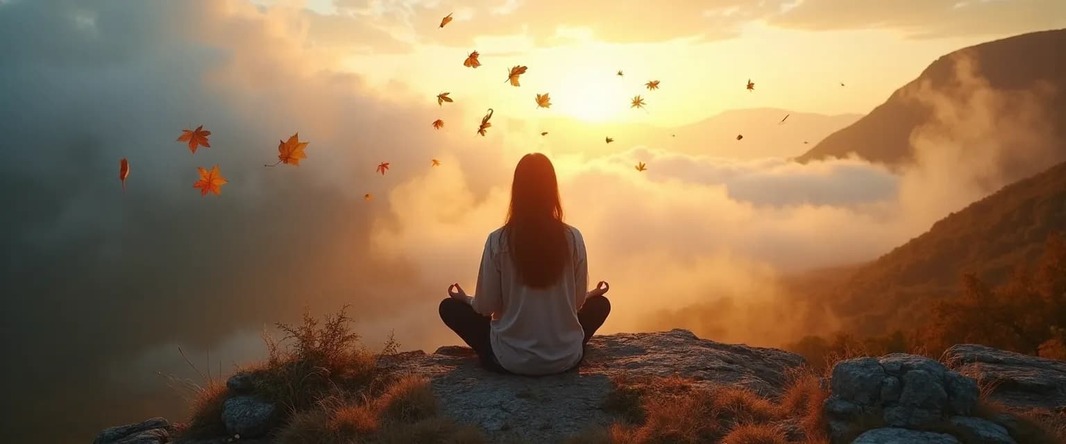 Person practicing meditation for grief healing in a peaceful setting