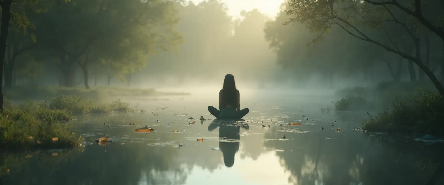 Person reflecting on self awareness and identity exercises in front of mirror
