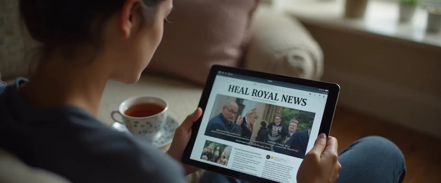 Person mindfully reading news about Kate and William breakup rumors with a healthy perspective