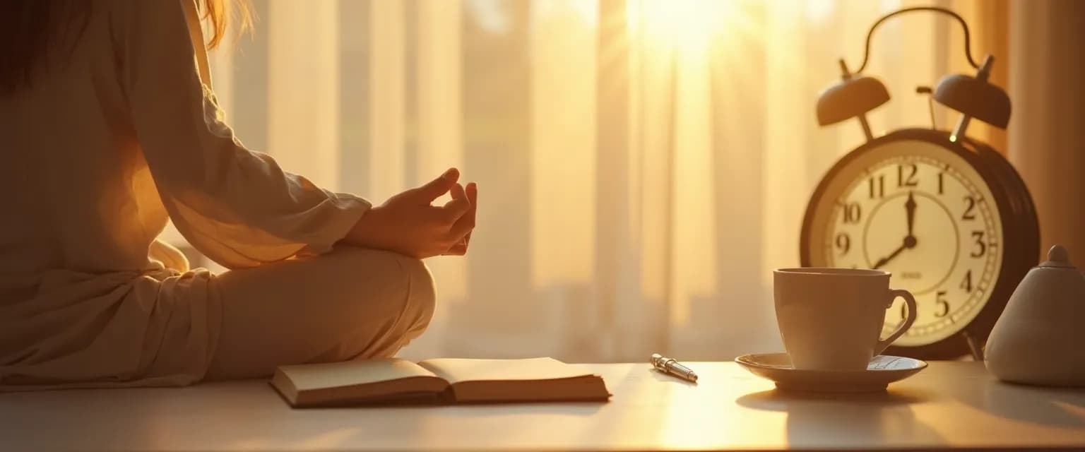 Person practicing daily self-awareness and self-management rituals for emotional balance