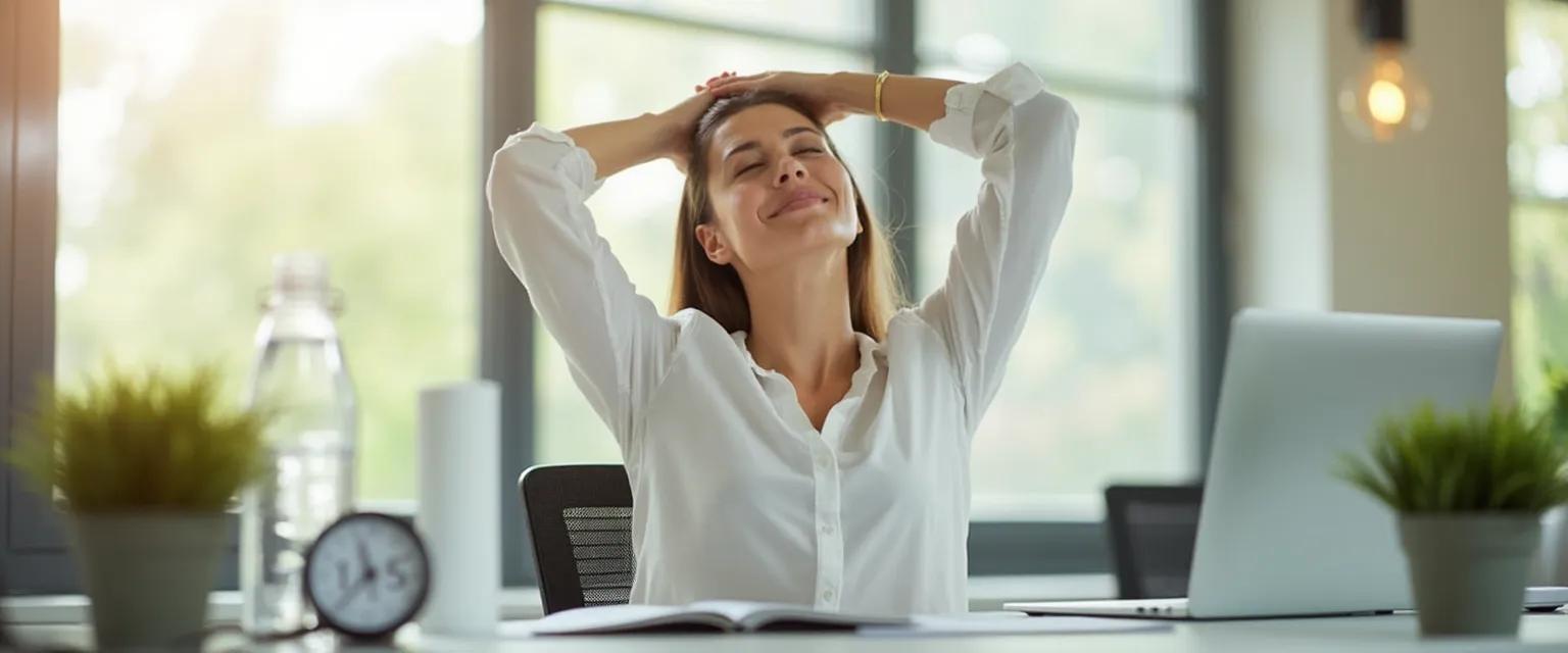 Professional taking a micro-break to improve well-being in workplace