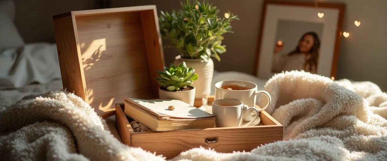 Emergency self-care kit with comfort items for when you're in a heartbreak