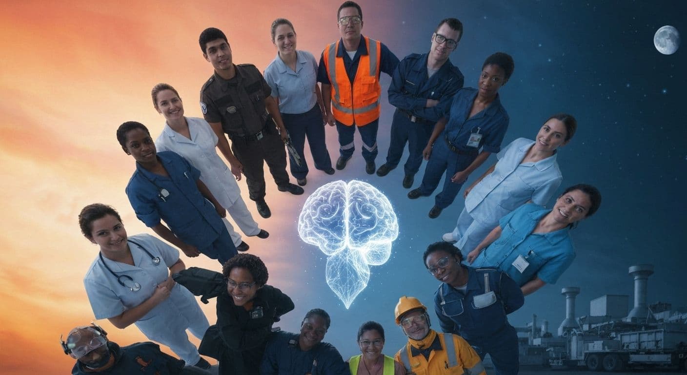 Shift worker using Kaha Mind techniques during overnight shift to build emotional resilience and manage stress