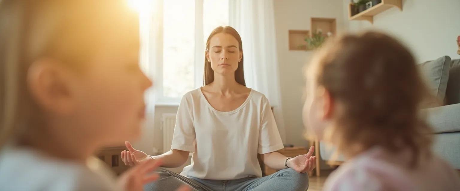 Parent using mindfulness psychology techniques while child has tantrum