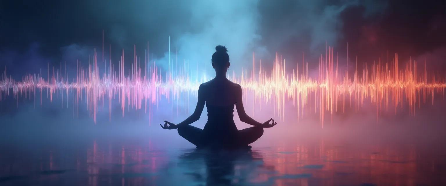 Person experiencing mindful elevation through audio techniques with headphones