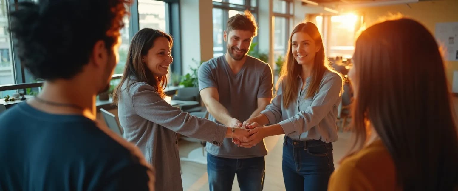 Team members engaged in authentic emotional intelligence and teamwork discussion