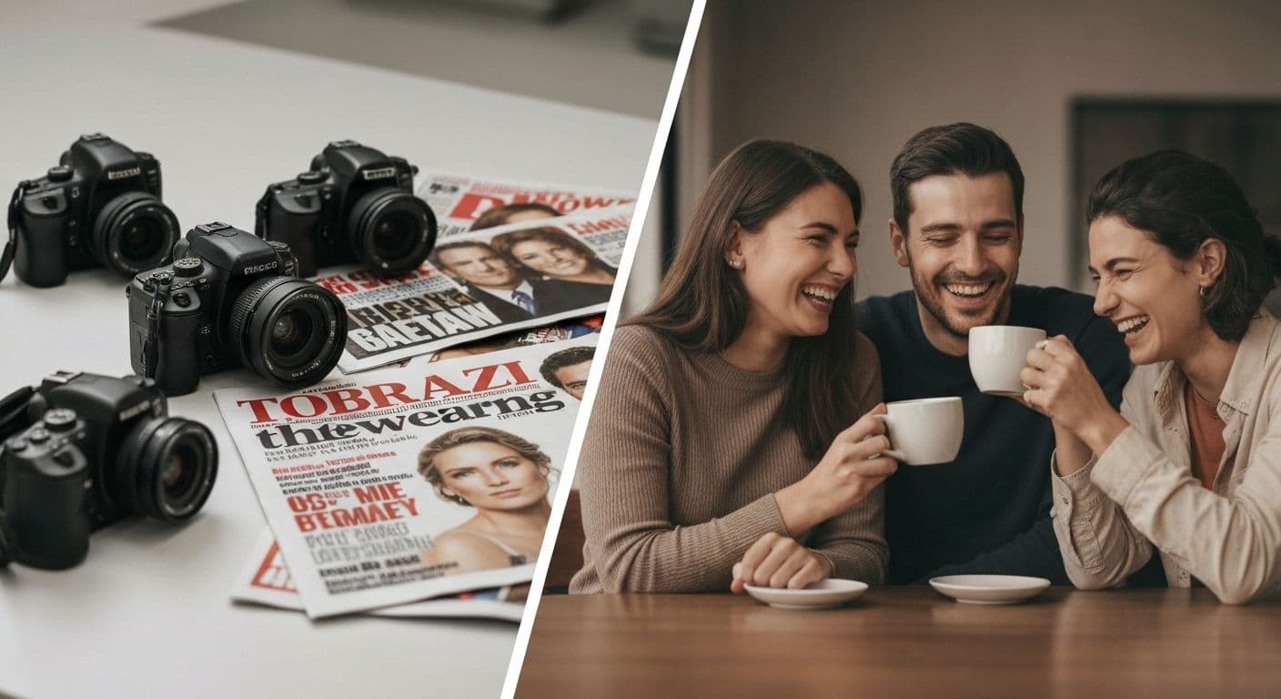 Person scrolling through celebrity breakup today news on phone while partner sits nearby looking concerned