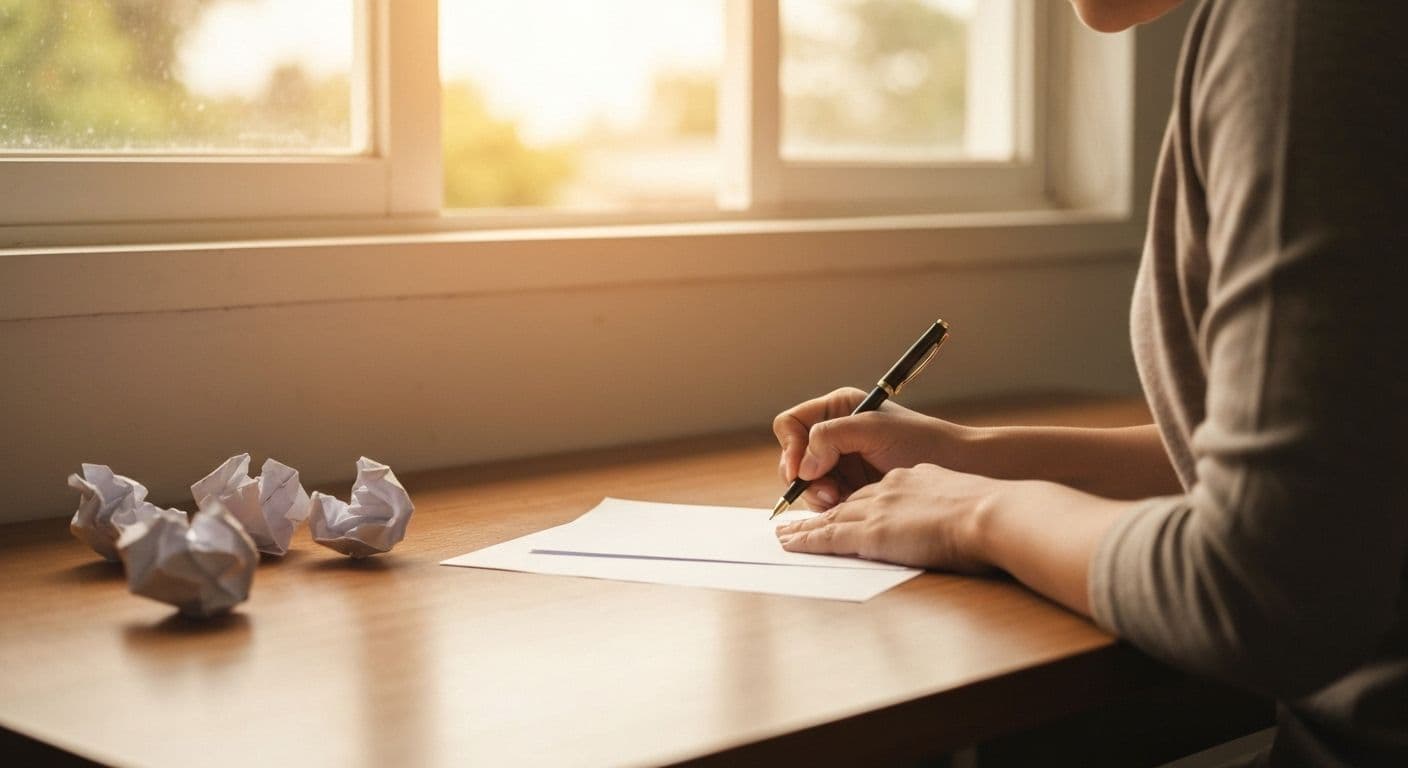 Person writing unsent letter for coping with heartbreak and emotional healing