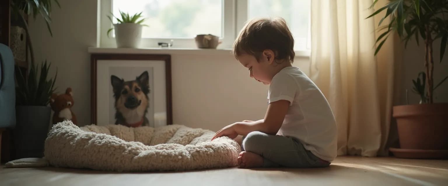 Parent helping child process pet grief to build emotional resilience