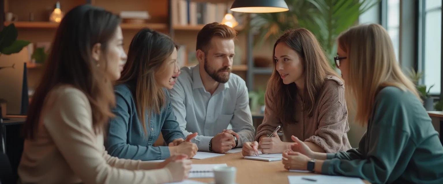 Professional using emotional intelligence techniques during workplace conversation