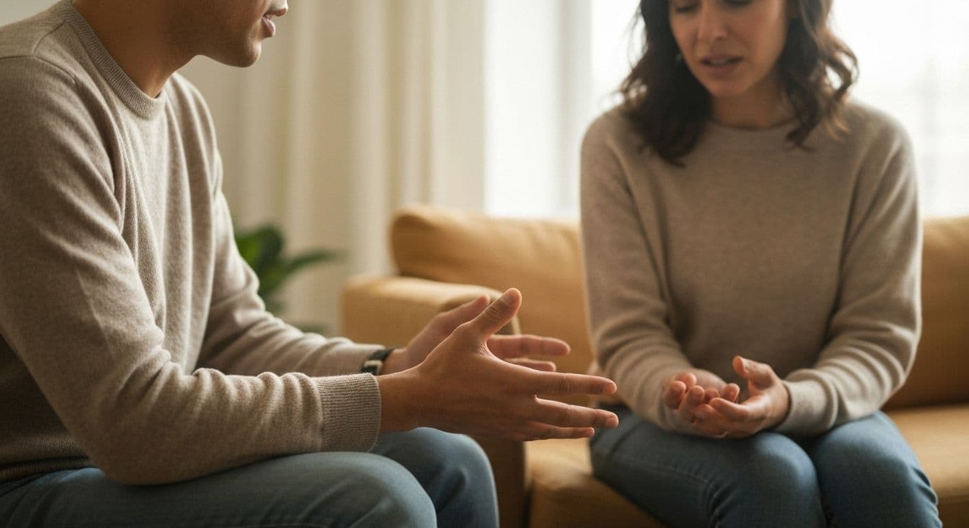 Two people sitting together showing what to say when someone has lost a loved one through compassionate listening
