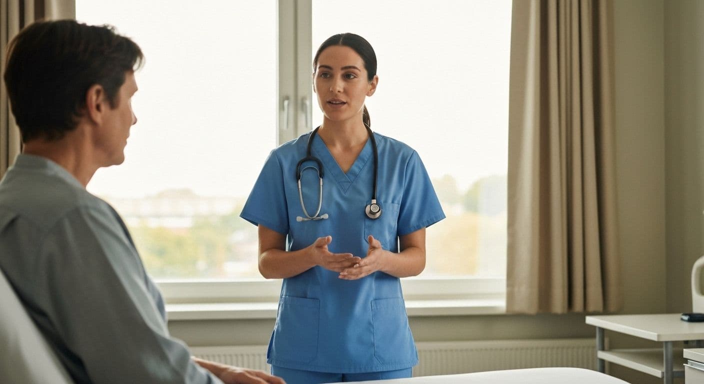 Nurse demonstrating examples of self awareness in nursing during patient interaction and reflection