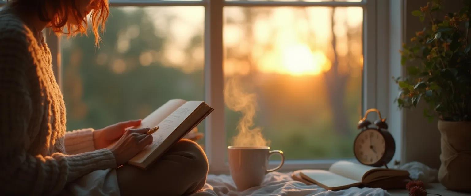 Person practicing daily emotional self awareness checkpoints during routine activities