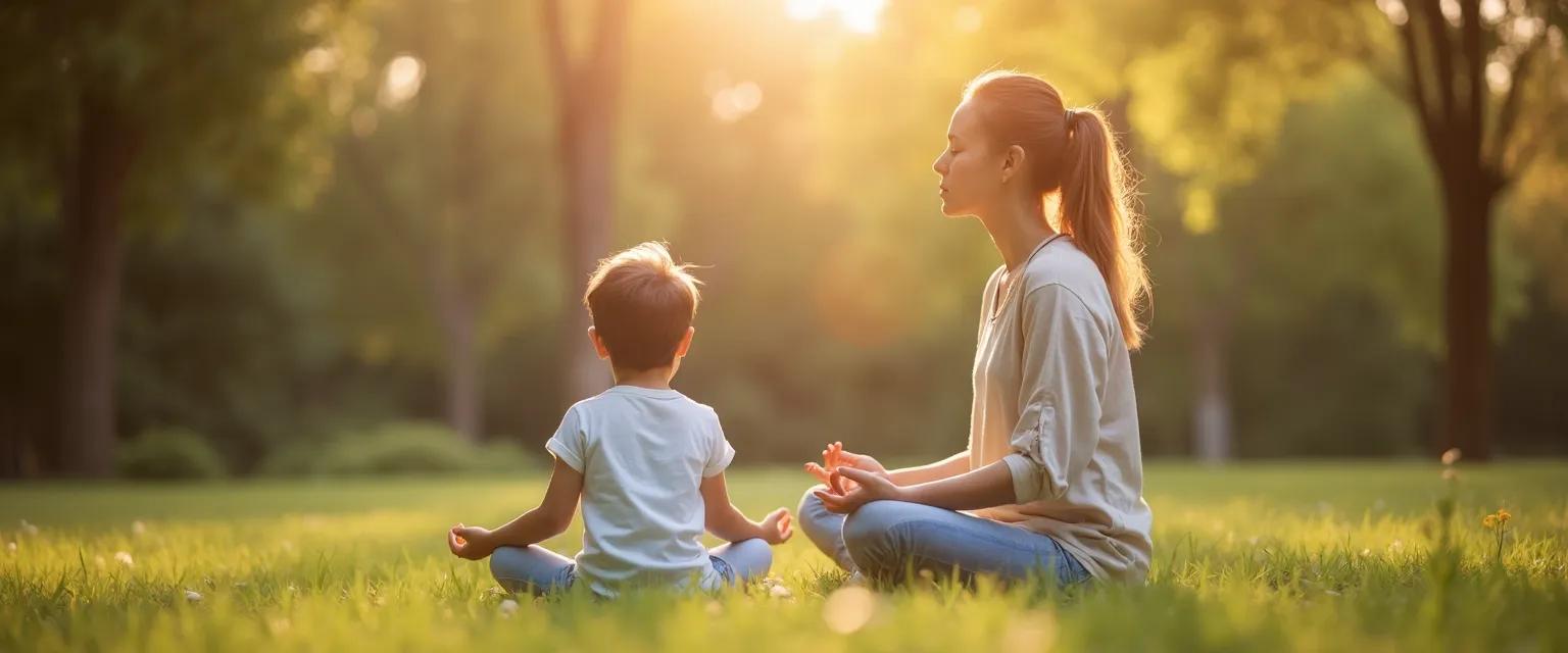 Parent transitioning from mind full to mindful parenting with child through 5-minute practice