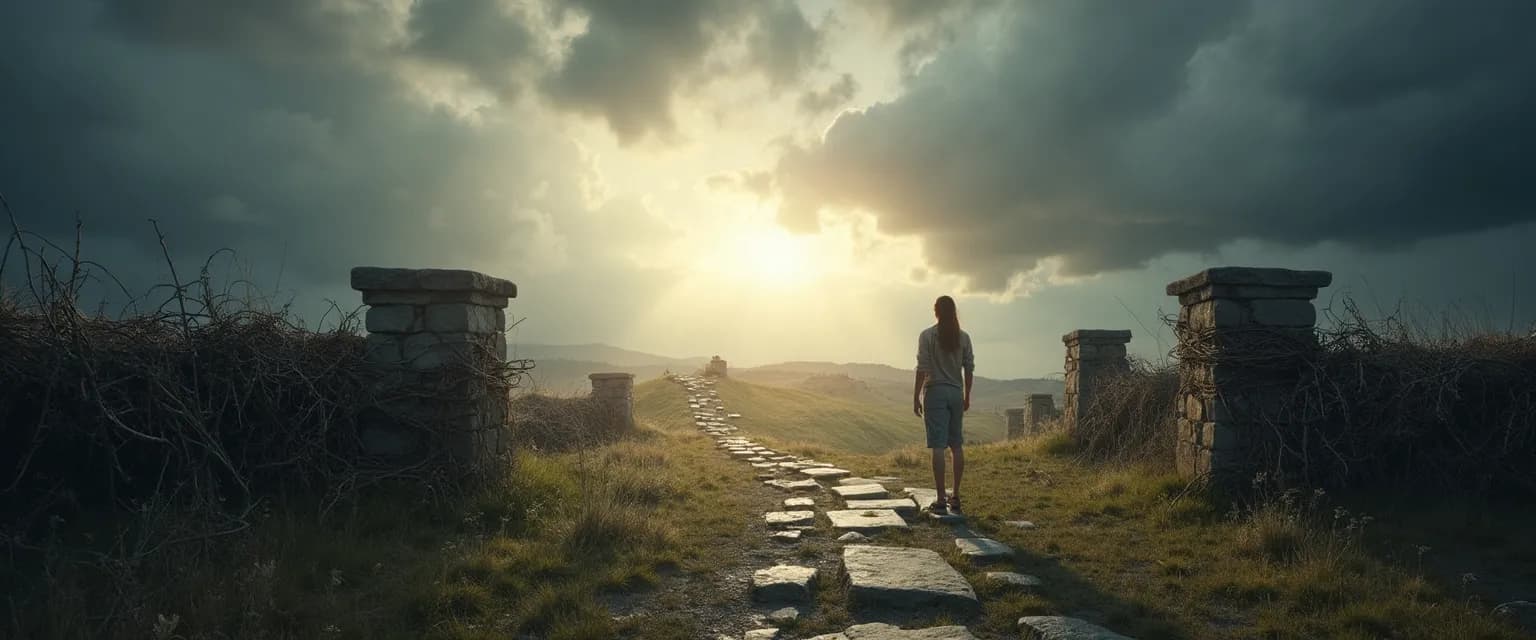 Person overcoming 'I'm not happy' feelings by removing happiness blockers