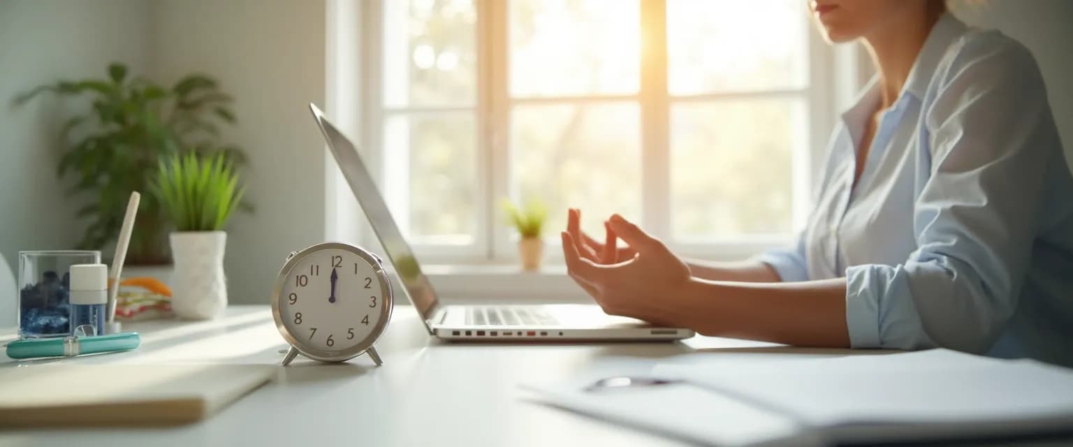 Professional implementing 5-minute micro-habits for improved workplace well-being