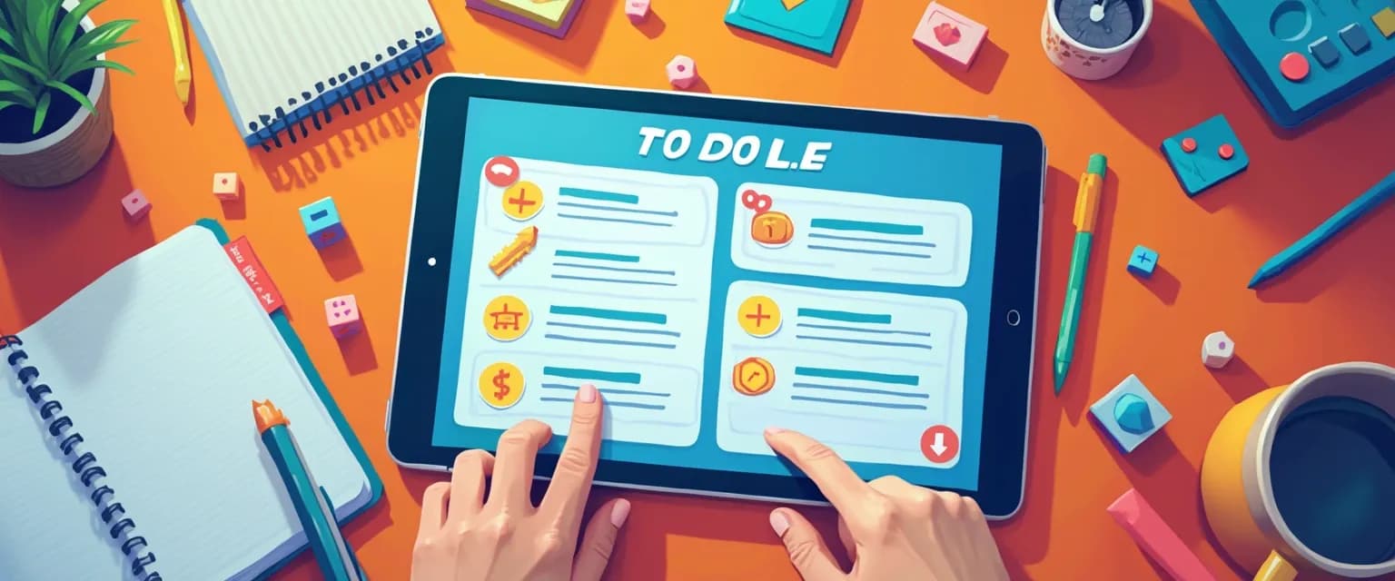 Person fighting procrastination by using gamified to-do list with points and rewards