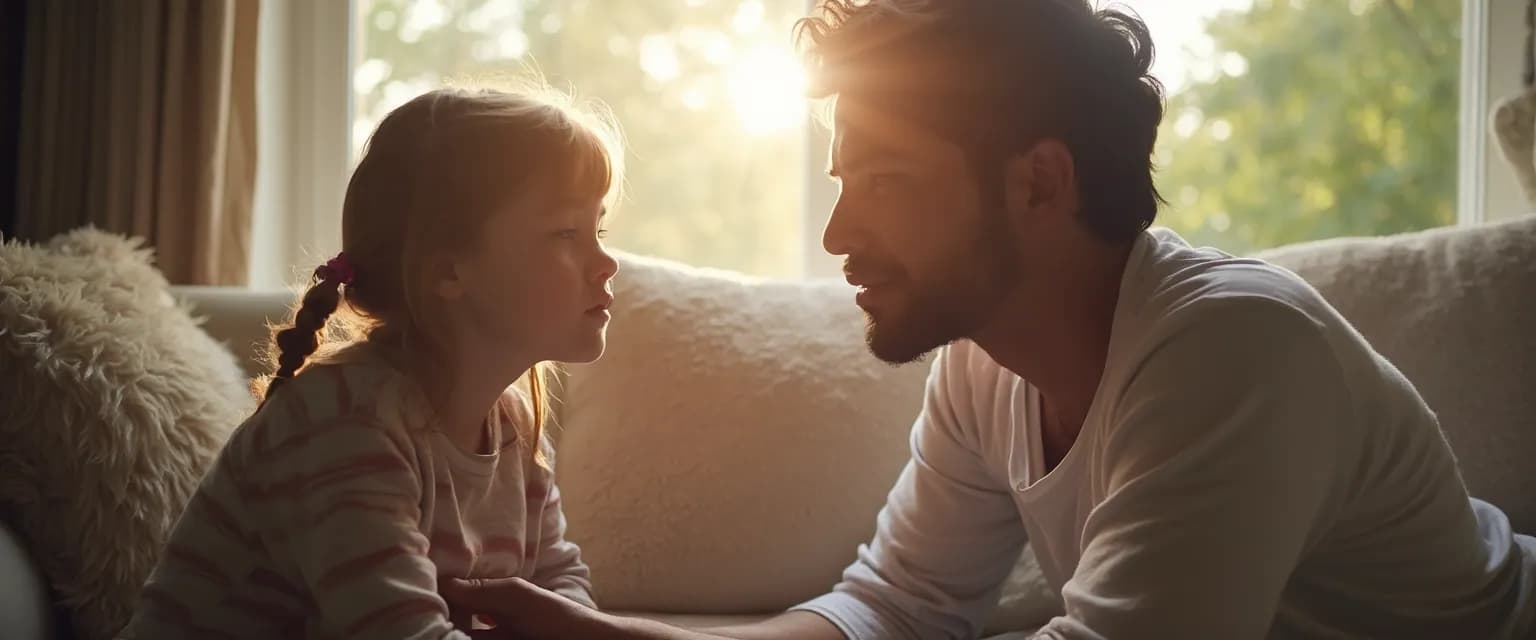 Parent practicing good self-awareness while interacting with children