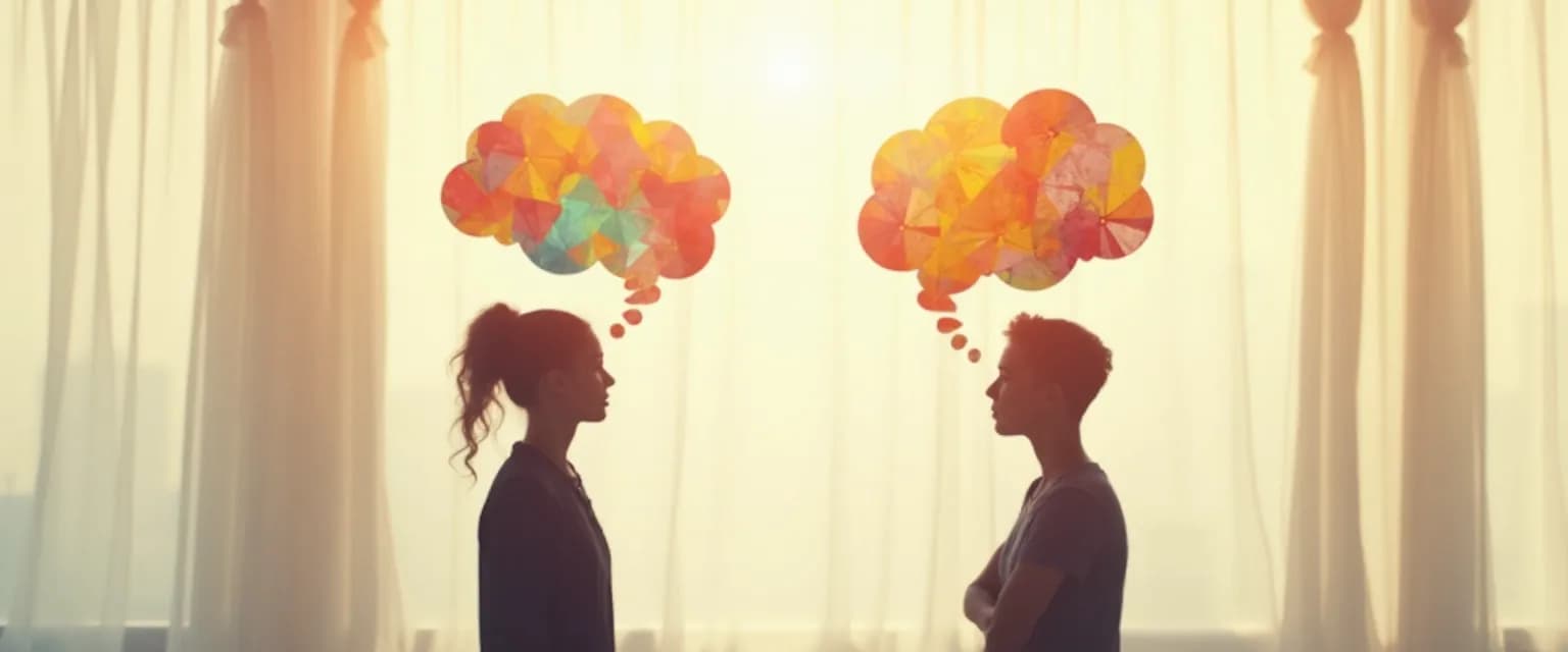 Person practicing mental self-awareness during a conversation with mindful attention